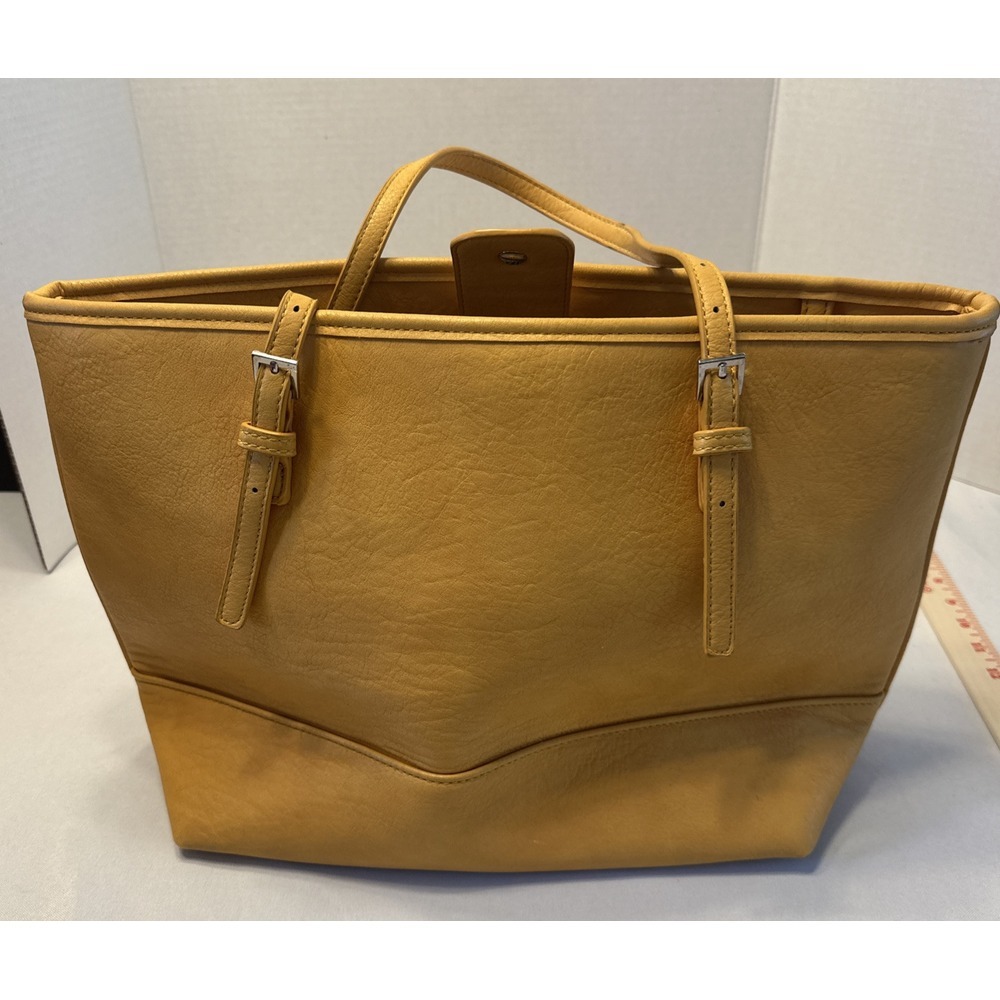 Urban Expressions Yellow Faux Leather Shoulder‎ Tote Bag 3 Compartments